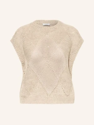 Peserico Sweter Bez Rękawów Z Cekinami beige