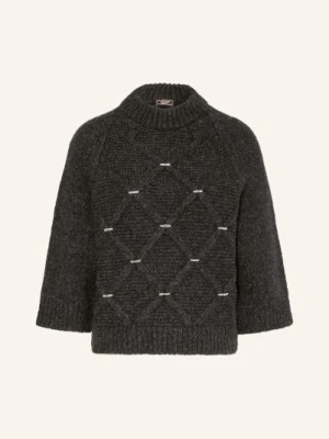 Peserico Sweter Z Alpaki I Błyszczącej Przędzy grau