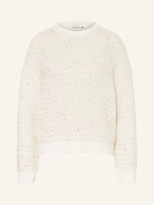 Peserico Sweter Z Alpaki I Cekinami weiss