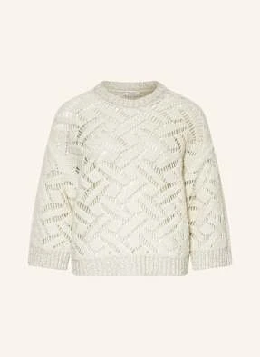 Peserico Sweter Z Dodatkiem Alpaki I Rękawami 3/4 weiss