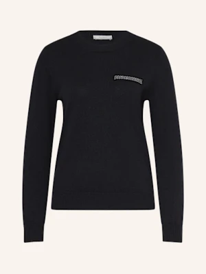 Peserico Sweter Z Dodatkiem Jedwabiu Z Ozdobnymi Kamykami blau