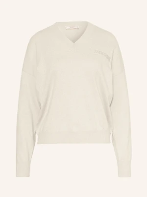 Peserico Sweter Z Dodatkiem Jedwabiu Z Ozdobnymi Perełkami beige