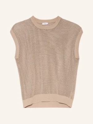 Peserico Sweter Z Dzianiny Z Dodatkiem Lnu I Błyszczącej Przędzy beige