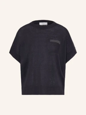 Peserico Sweter Z Dzianiny Z Lnem blau