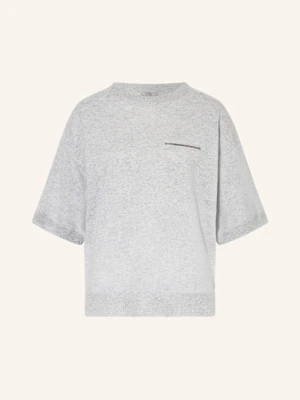 Peserico Sweter Z Kaszmiru Z Ozdobnymi Kamykami grau