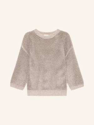 Peserico Sweter Z Lnem I Kamieniami Ozdobnymi beige