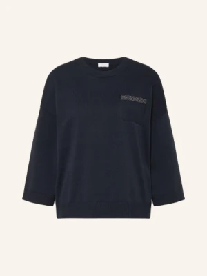 Peserico Sweter Z Rękawami 3/4 I Kamieniami Ozdobnymi blau