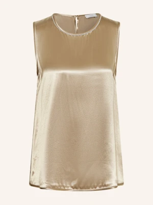 Peserico Top Satynowy Z Ozdobnymi Kamykami beige