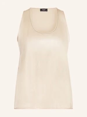 Peserico Top Satynowy Z Ozdobnymi Kamykami weiss