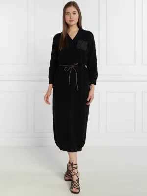 Peserico Wełniana sukienka z paskiem | z dodatkiem jedwabiu