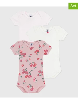 PETIT BATEAU Body (3 szt.) w kolorze białym i jasnoróżowym rozmiar: 62