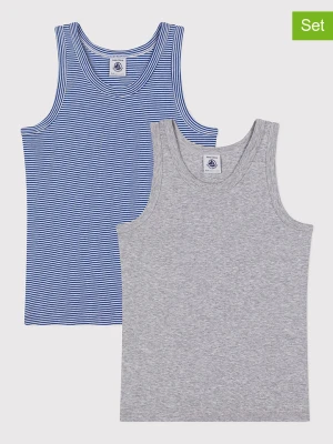PETIT BATEAU Podkoszulki (2 szt.) w kolorze szarym i niebieskim rozmiar: 86