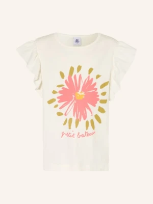 Petit Bateau T-Shirt Z Falbanami weiss
