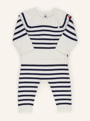 Petit Bateau Zestaw: Sweter I Spodnie Z Dzianiny weiss