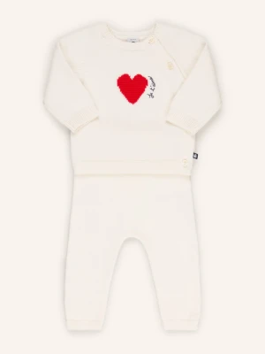 Petit Bateau Zestaw: Sweter I Spodnie Z Dzianiny weiss