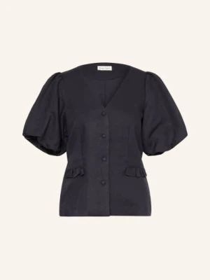 Phase Eight Bluzka Audrey Z Lnu Z Falbanami blau