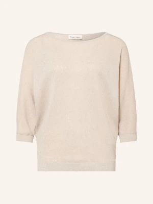 Phase Eight Dzianinowa Koszulka Cristine Z Rękawami 3 / 4 I Błyszczącą Przędzą beige