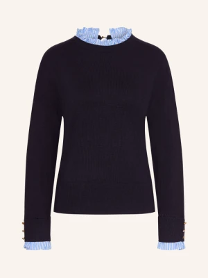 Phase Eight Sweter Jenna Z Odpinanym Kołnierzem I Falbankami blau