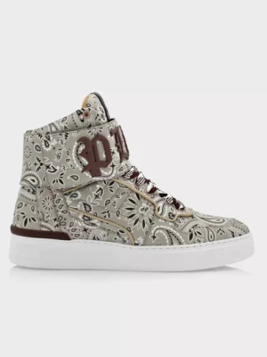 Philipp Plein Beżowe sneakersy Hi-Top Paisley rozmiar