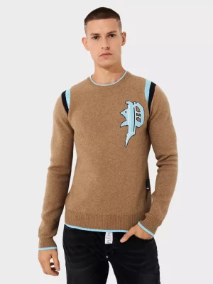 Philipp Plein Beżowy sweter z monogramem Gothic