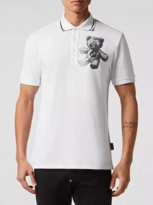 Philipp Plein Biała koszulka polo Paisley Teddy Bear