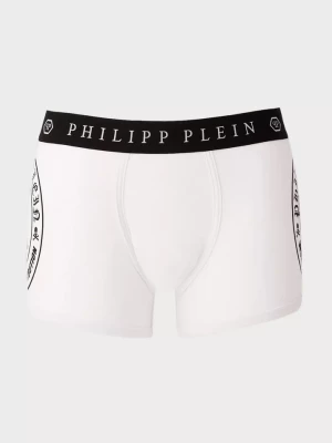 Philipp Plein Białe bokserki z czarną grafiką