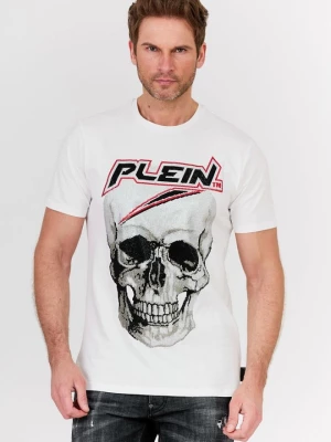PHILIPP PLEIN Biały t-shirt męski Platinum cut round neck space plein