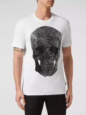 Philipp Plein Biały t-shirt z grafiką SS Paisley Strass