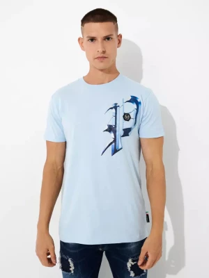 Philipp Plein Błękitny t-shirt SS Graphic