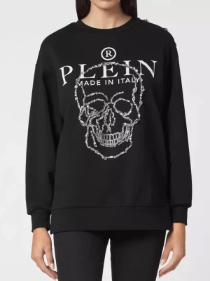 Philipp Plein Czarna bluza z kryształową czaszką