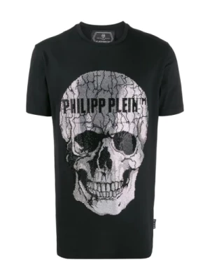 Philipp Plein, Czarna koszulka z nadrukiem Skull Str Black, male,