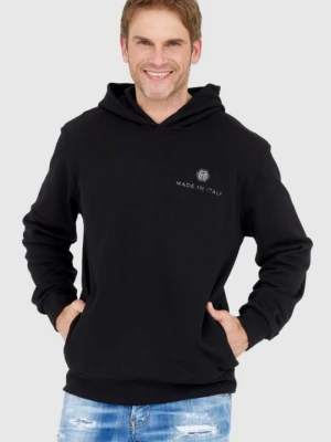 PHILIPP PLEIN Czarna męska bluza hexagon z kapturem, Rozmiar XXL