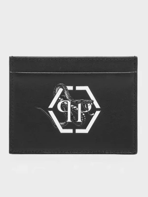 Philipp Plein Czarne etui na karty z logo