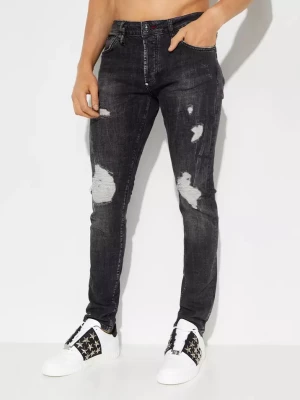 Philipp Plein Czarne jeansy z naszywką Love