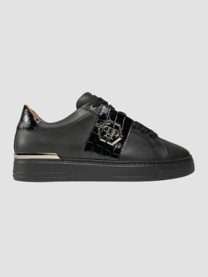 PHILIPP PLEIN Czarne sneakersy Leather Lo-top, Rozmiar 46