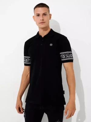 Philipp Plein Czarny koszulka polo SS Paisley z czaszką