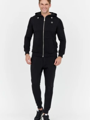 PHILIPP PLEIN Czarny pikowany dres męski, Rozmiar XL