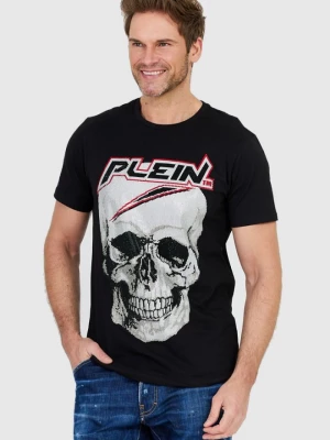 PHILIPP PLEIN Czarny t-shirt męski Platinum cut round neck space plein