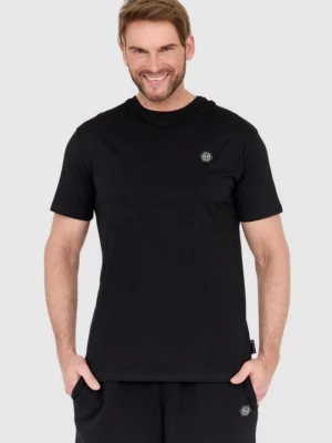 PHILIPP PLEIN Czarny t-shirt z wężem na plecach z dżetów