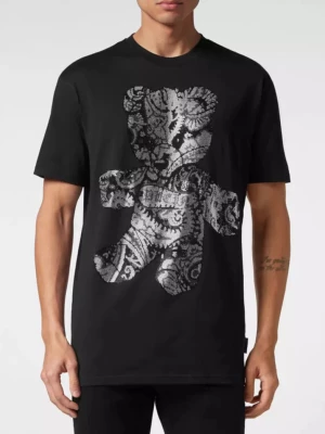 Philipp Plein Czarny t-shirt z wzorem Paisley Teddy Bear