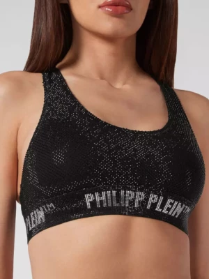 Philipp Plein Czarny top Bra Stones