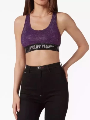 Philipp Plein Fioletowy top Bra Stones