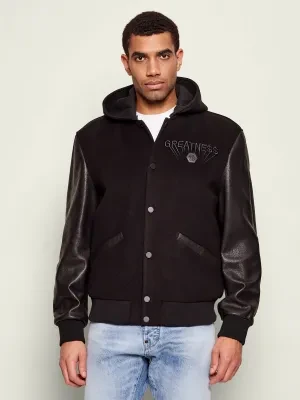 Philipp Plein Kurtka bomber | Regular Fit | z dodatkiem skóry