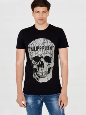 PHILIPP PLEIN Męski t-shirt czarny z czaszką, Rozmiar XXL