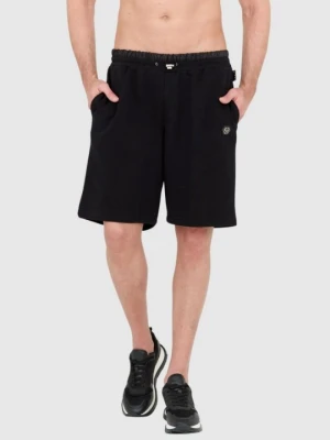 PHILIPP PLEIN Męskie czarne dresowe shorty hexagon, Rozmiar L