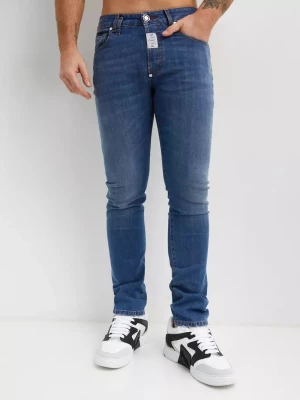 Philipp Plein Niebieskie jeansy z naszywką Slim Fit