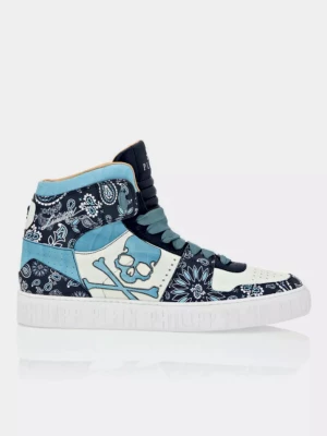 Philipp Plein Niebieskie sneakersy Hi-Top we wzór paisley rozmiar