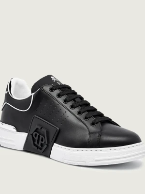 Philipp Plein Skórzane sneakersy Hexagon AABS czarny