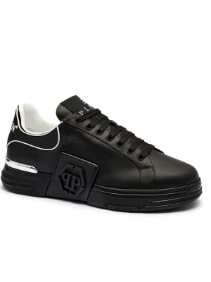 Philipp Plein Skórzane sneakersy Hexagon AABS czarny
