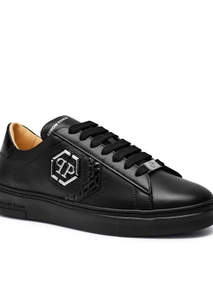 Philipp Plein Skórzane sneakersy Lo-Top czarny